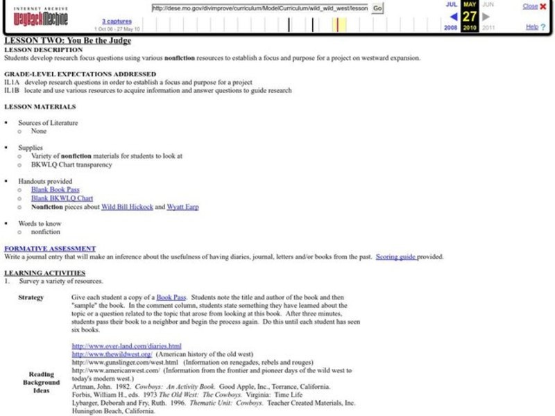 You Be the Judge Lesson Plan