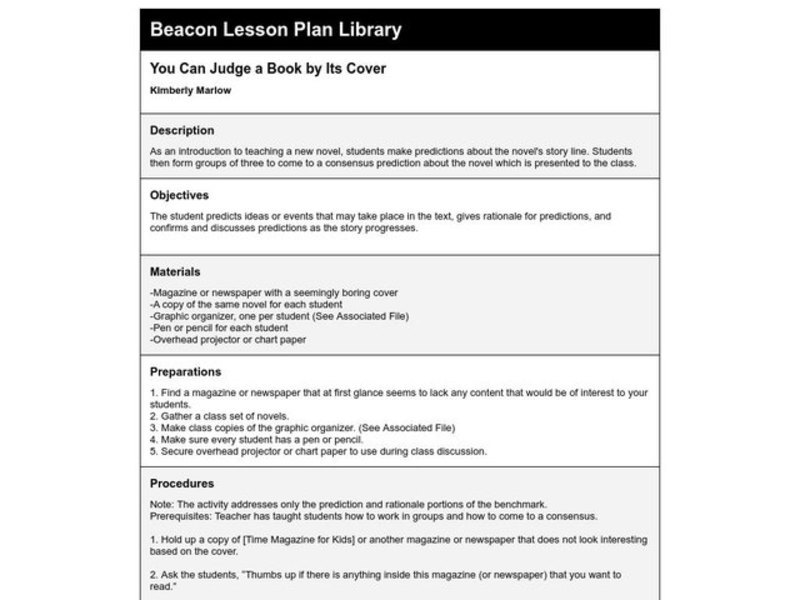 You Can Judge a Book by Its Cover Lesson Plan