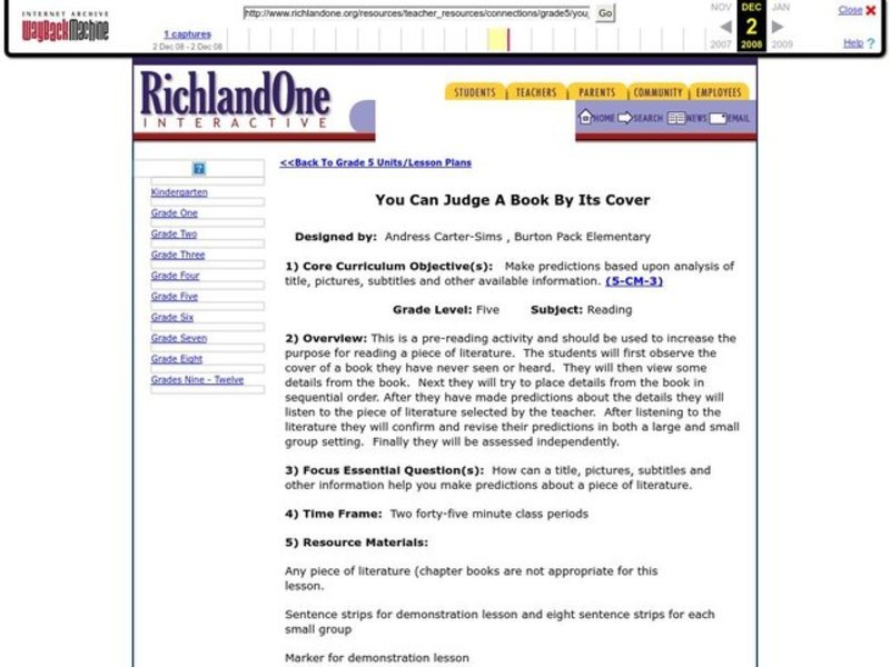 You Can Judge a Book By Its Cover Lesson Plan