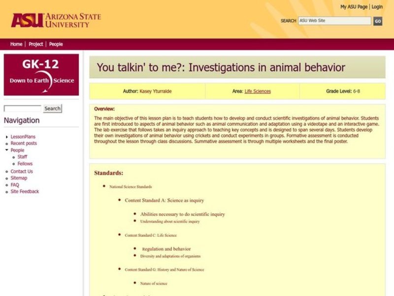 You Talkin' To Me?: Investigations in Animal Behavior Lesson Plan