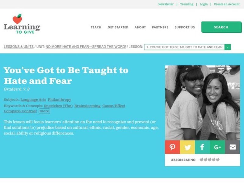 You've Got to be Taught to Hate and Fear Lesson Plan