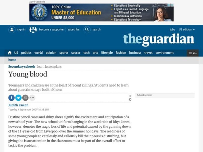 Young Blood Lesson Plan