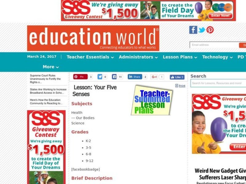 Your Five Senses Lesson Plan