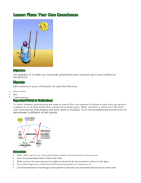 Your Own Greenhouse Activity