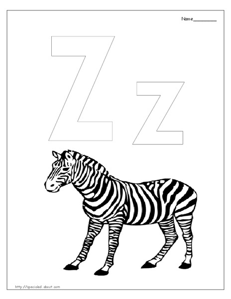 Z is for Zebra Worksheet