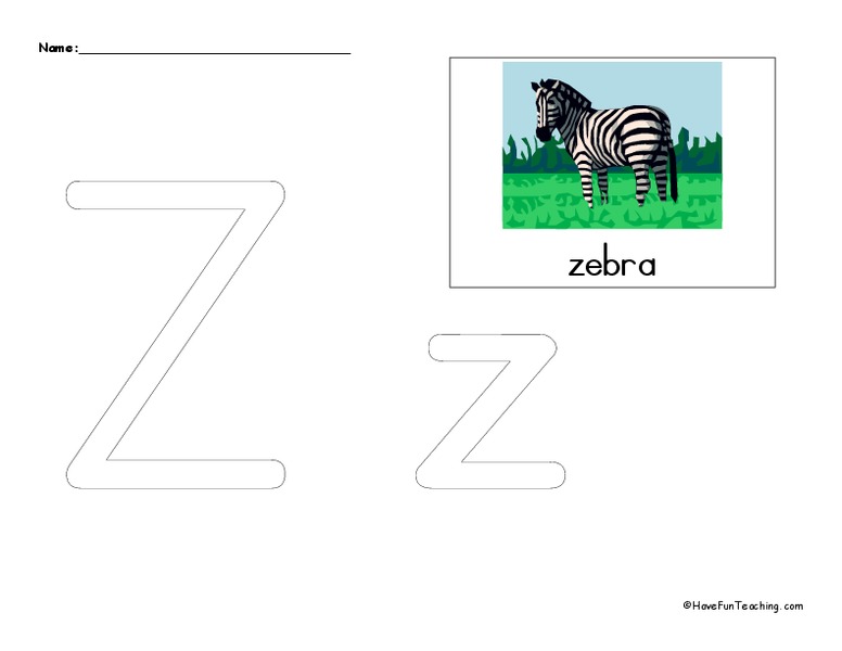 Z Is For Zebra Worksheet