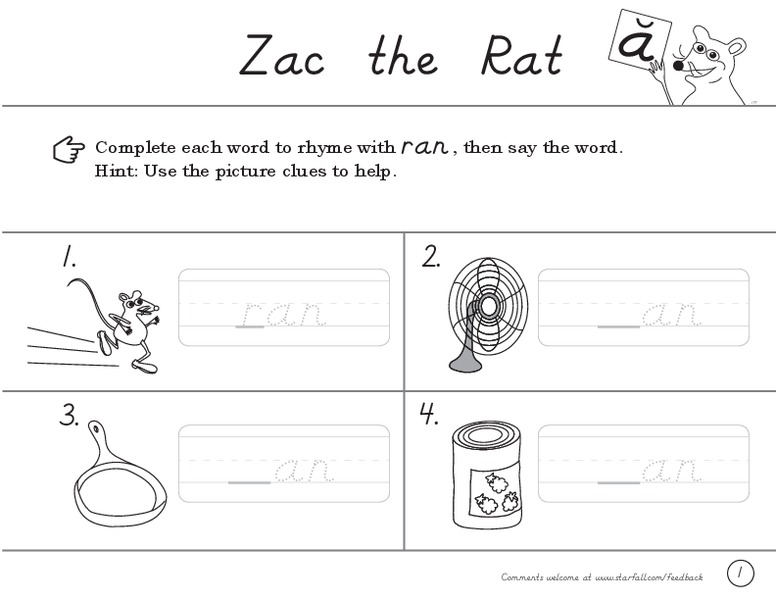 Zac The Rat Worksheet