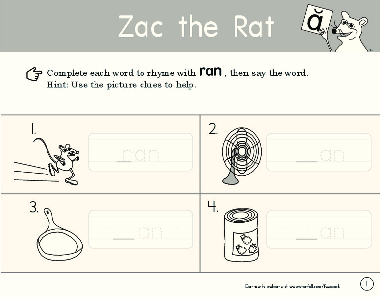 Zac the Rat Worksheet