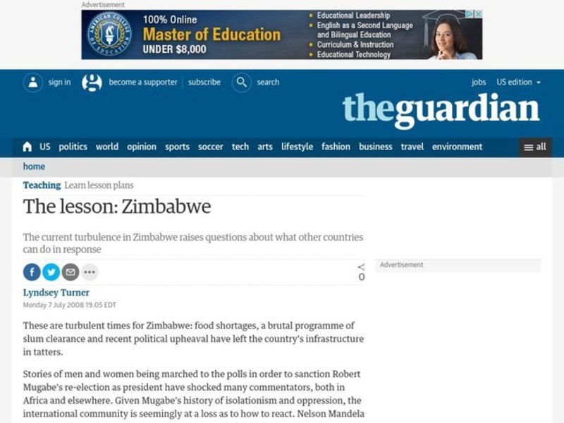 Zimbabwe Lesson Plan