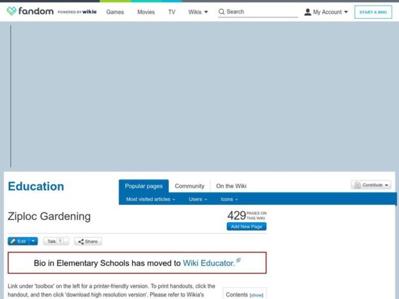 Ziploc Gardening Lesson Plan