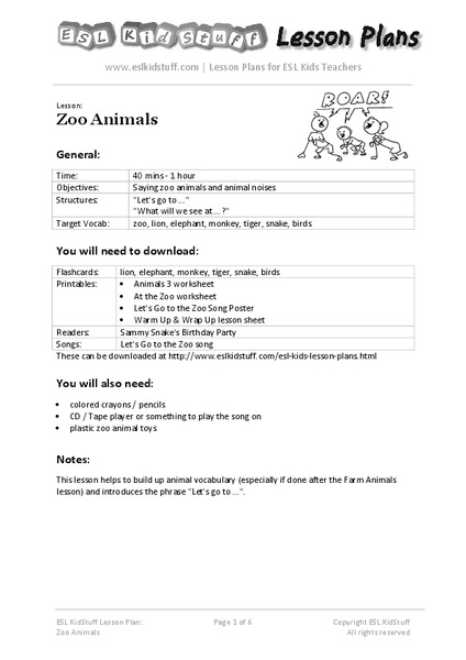 Zoo Animals Lesson Plan