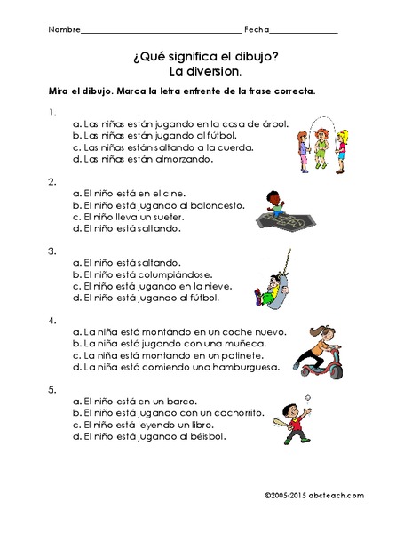 ¿Qué significa el dibujo? La diversion. Worksheet