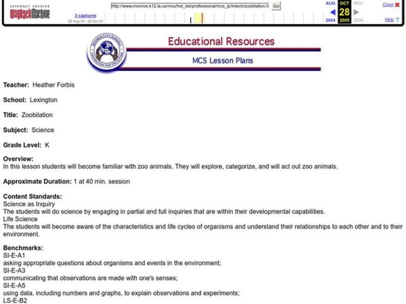 Zoobilation Lesson Plan