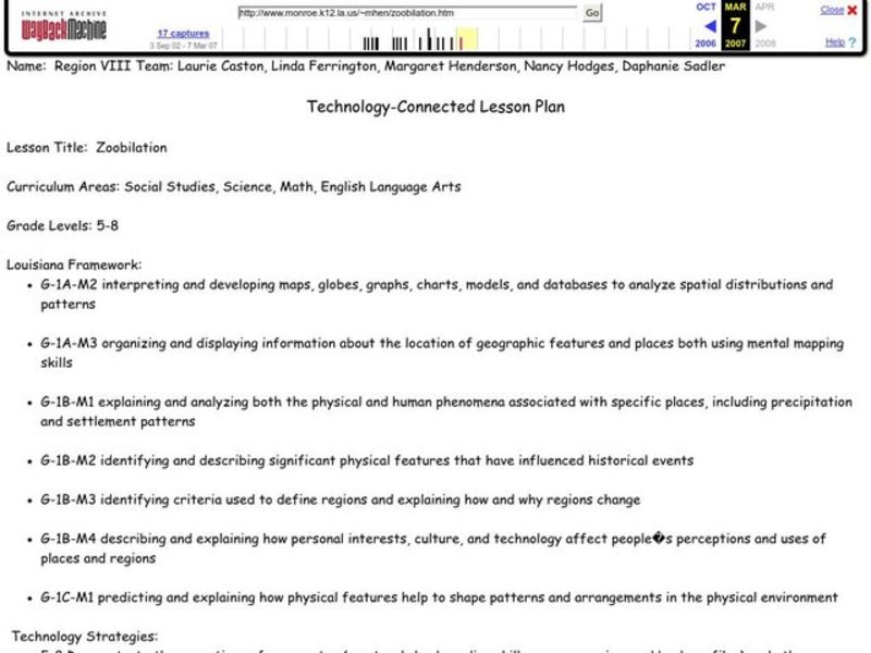 Zoobilation Lesson Plan