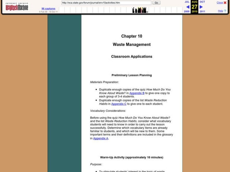 Waste Management Lesson Plan