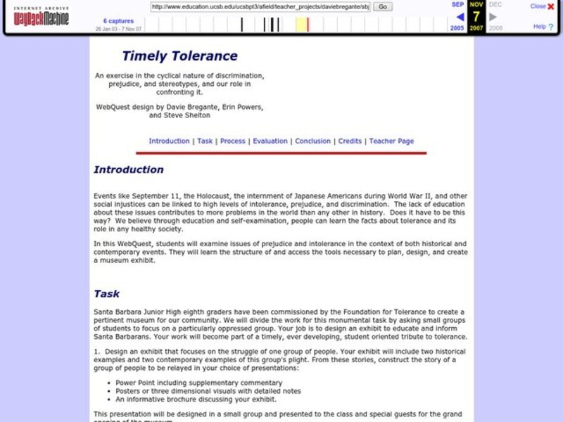 Timely Tolerance Lesson Plan