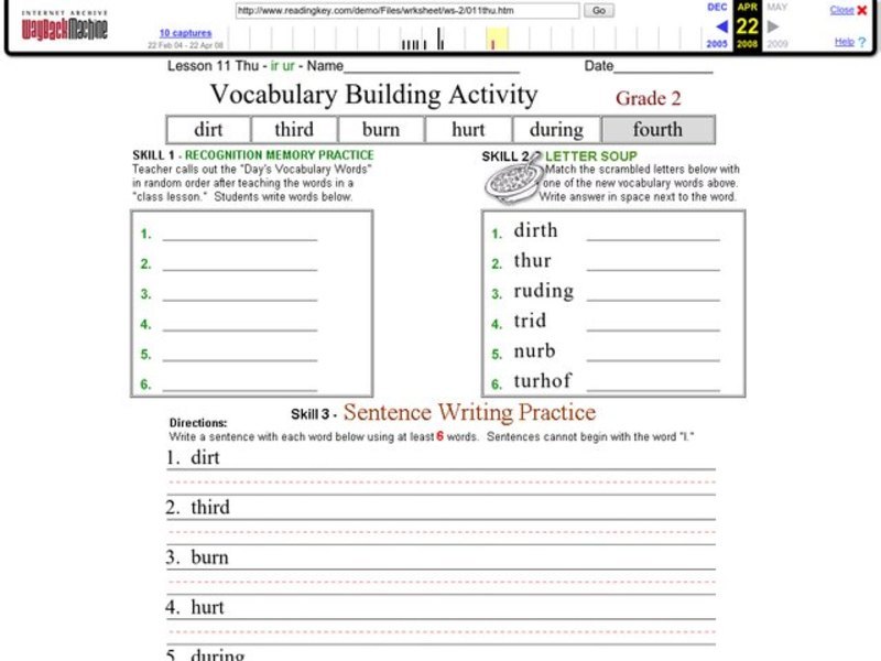 Vocabulary Building Activity Worksheet