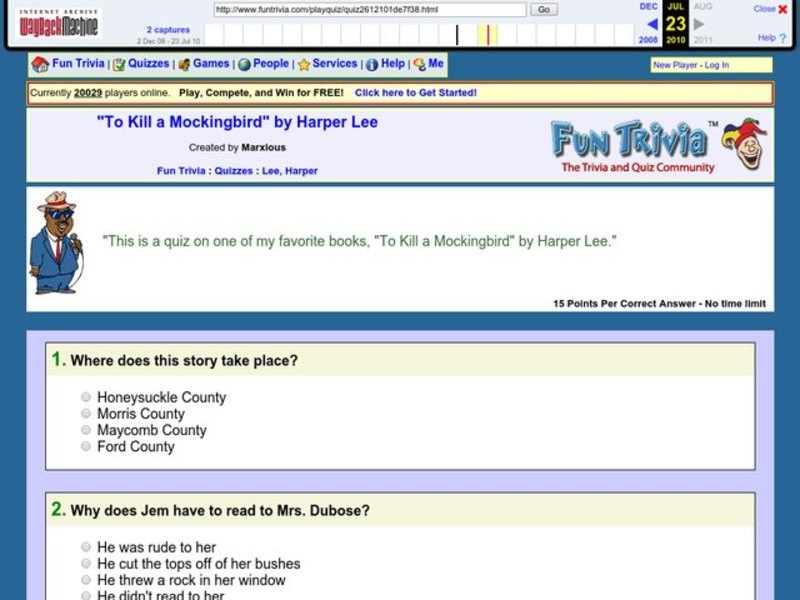 To Kill a Mockingbird: Fun Trivia Quiz Worksheet