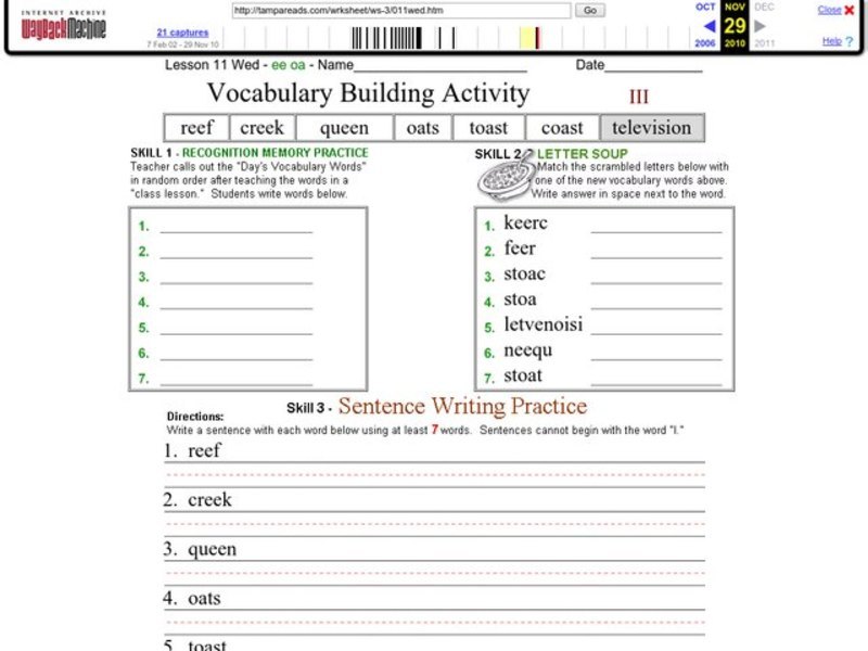 Vocabulary building activity Worksheet