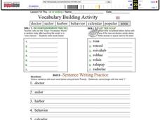 Vocabulary Building Activity Worksheet