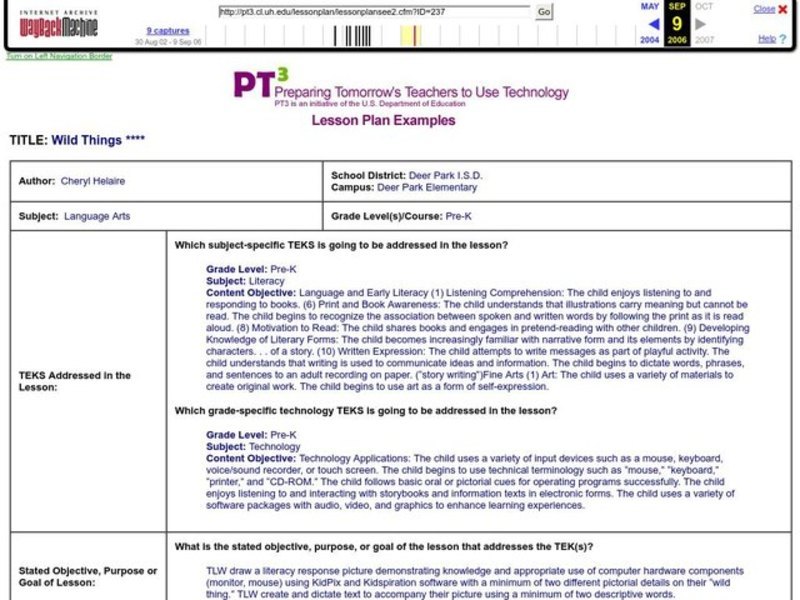 Wild Things Lesson Plan