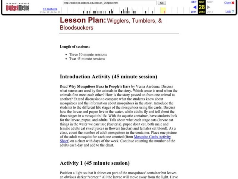 Wigglers, Tumblers, & Bloodsuckers Lesson Plan