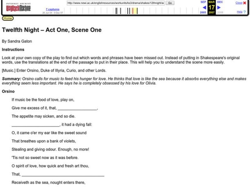 Twelfth Night Worksheet