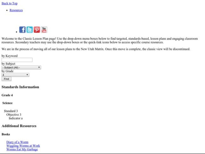 Working Worms Lesson Plan