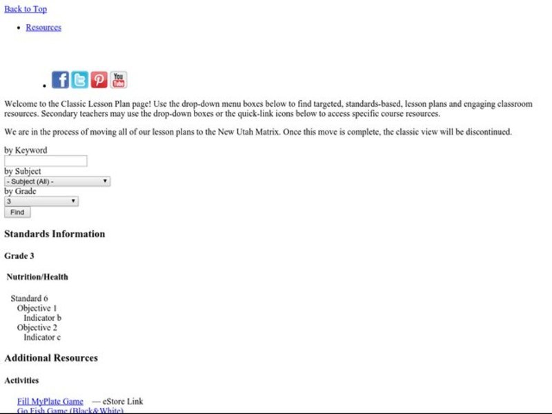 Vary Your Veggies and Focus on Fruits Lesson Plan