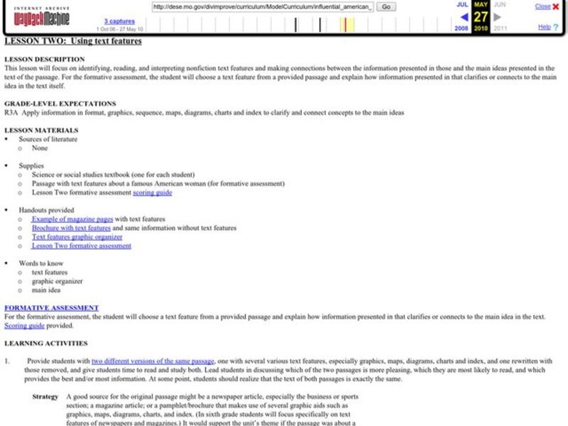 Using Text Features Lesson Plan