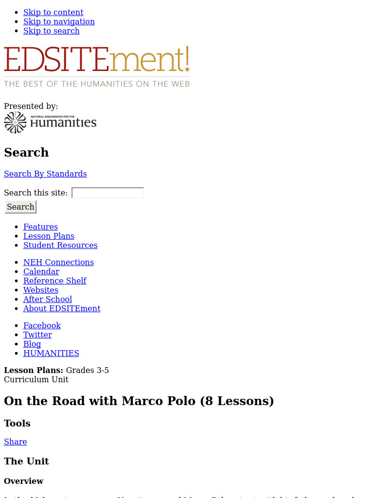 On the Road with Marco Polo Lesson Plan
