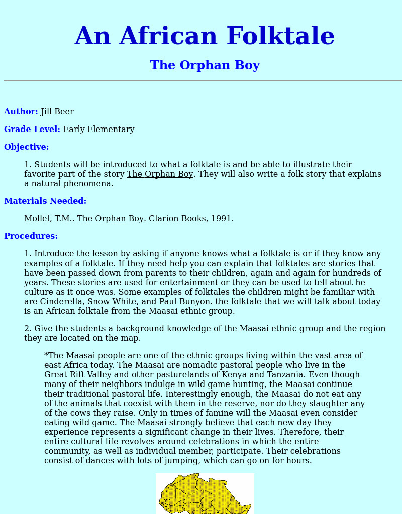 An African Folktale Lesson Plan