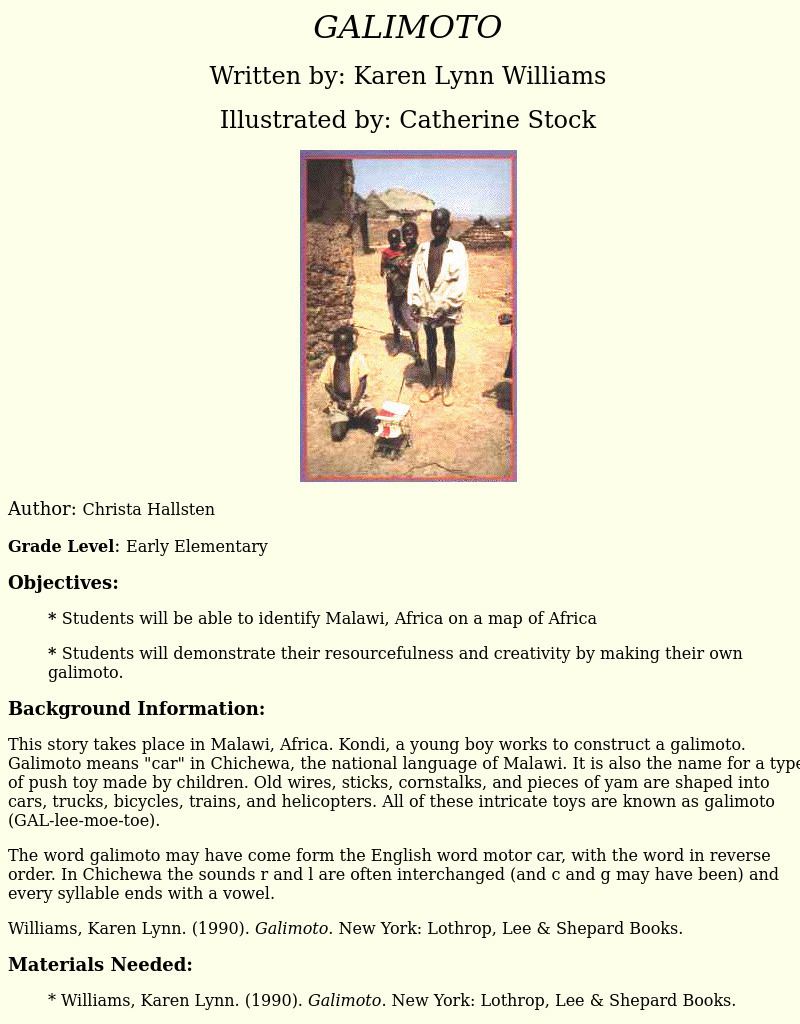 GALIMOTO Lesson Plan