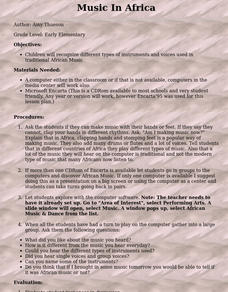 Music In Africa Lesson Plan