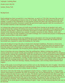 Quilting Bees Lesson Plan