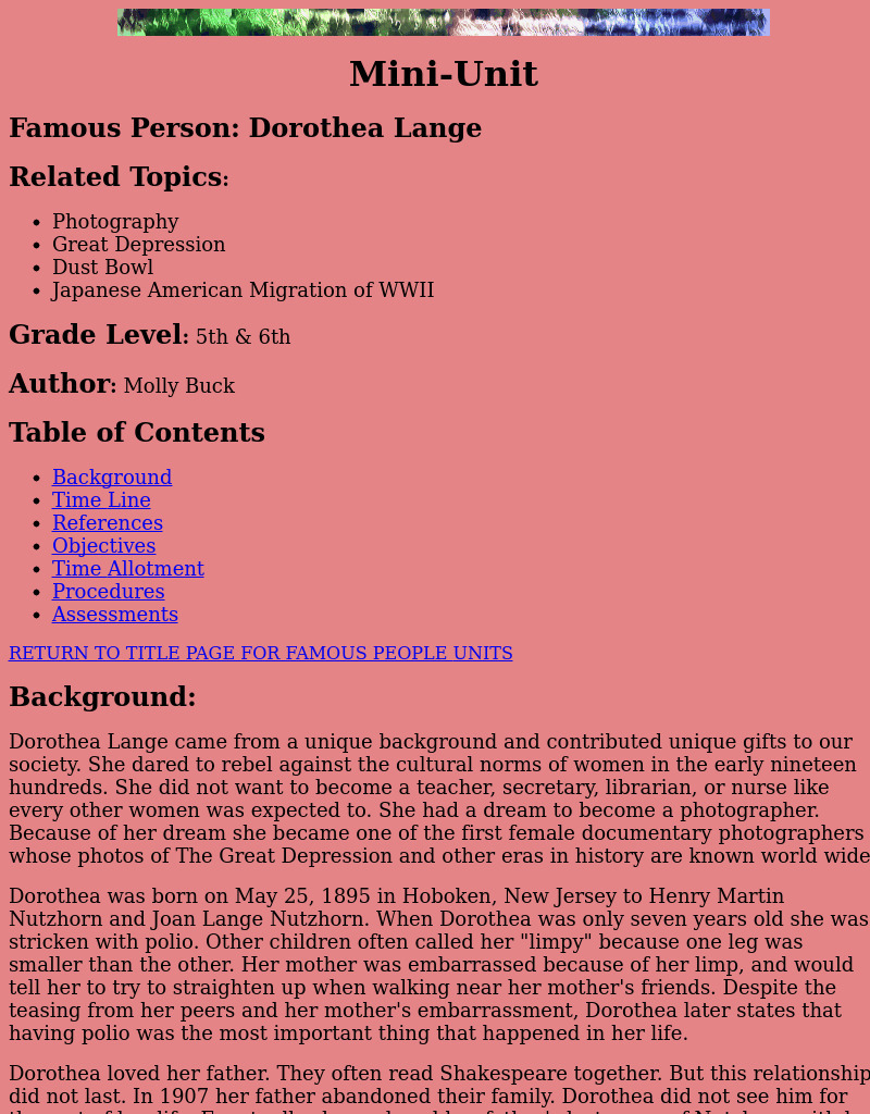 Dorothea Lange Lesson Plan