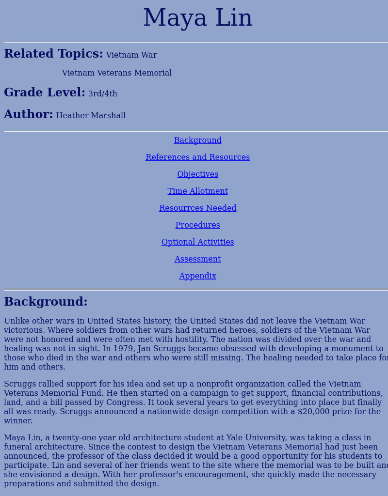 Maya Lin Lesson Plan