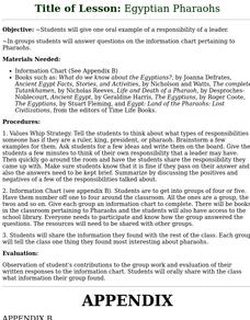 Egyptian Pharaohs Lesson Plan