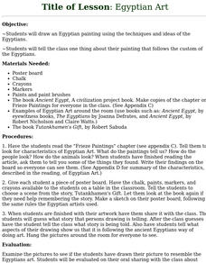 Egyptian Art Lesson Plan