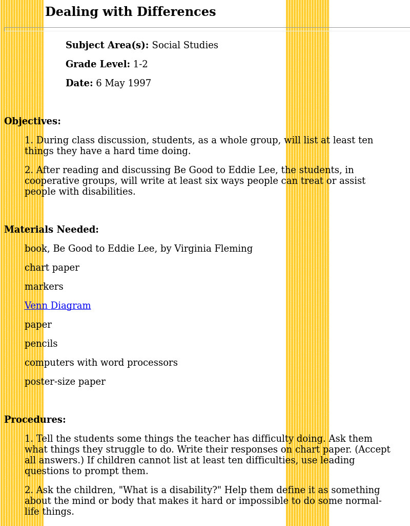 Dealing with Differences Lesson Plan