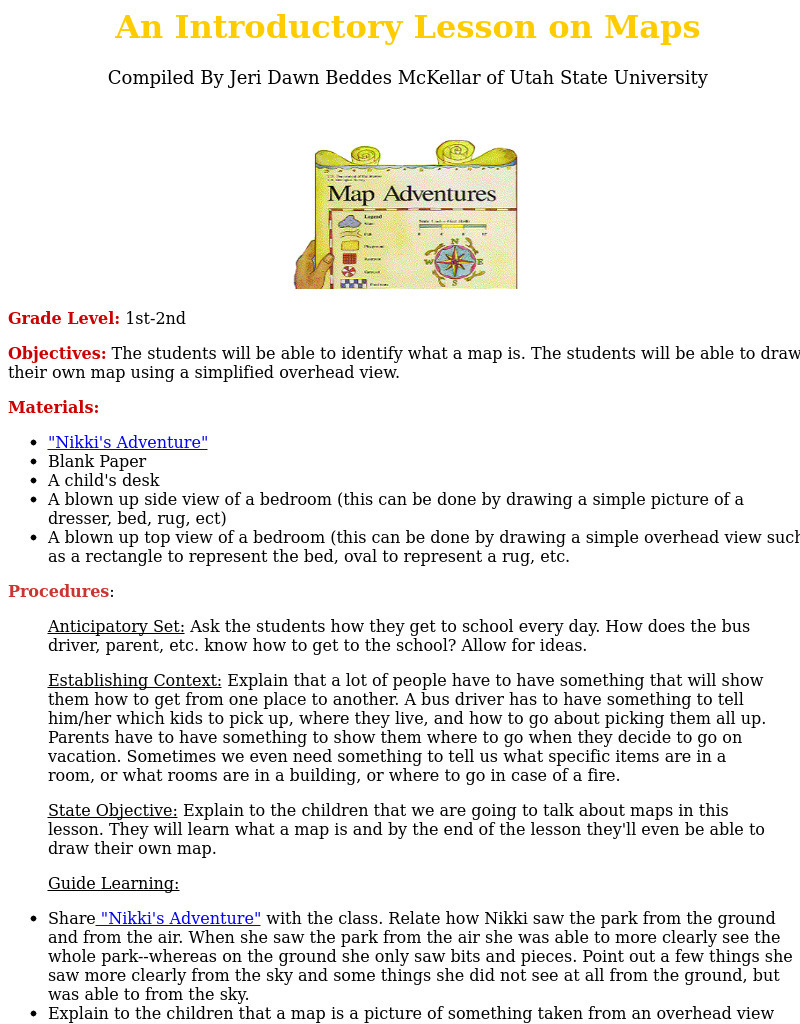 An Introductory Lesson on Maps Lesson Plan