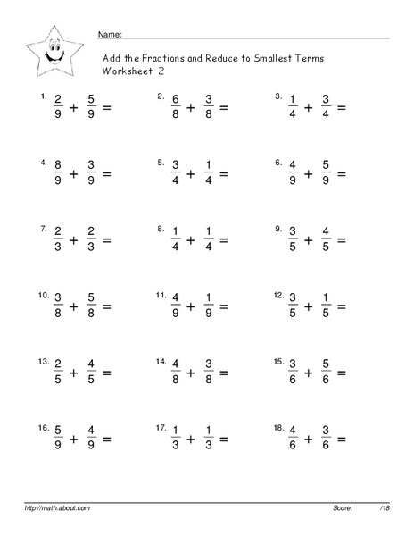 Add Fractions Worksheet