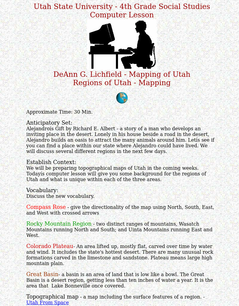 Regions of Utah - Mapping Lesson Plan