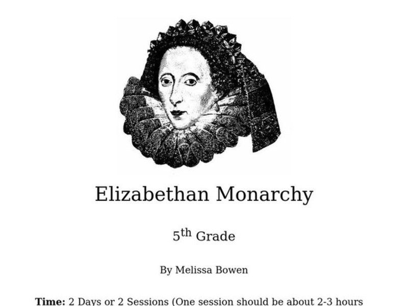 Elizabethan Monarchy Lesson Plan