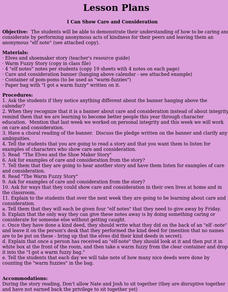 I Can Show Care and Consideration Lesson Plan