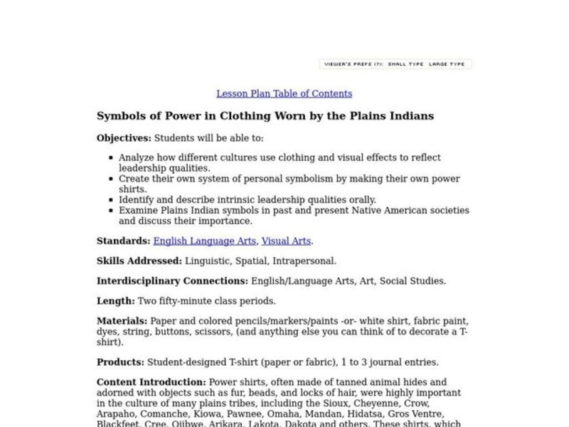 Symbols of Power in Native American Clothing Lesson Plan