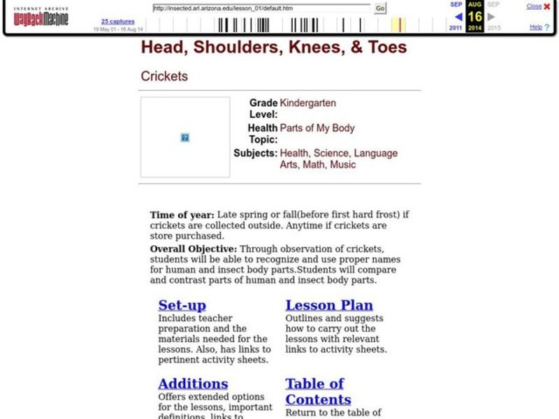 Head, Shoulders, Knees & Toes Lesson Plan