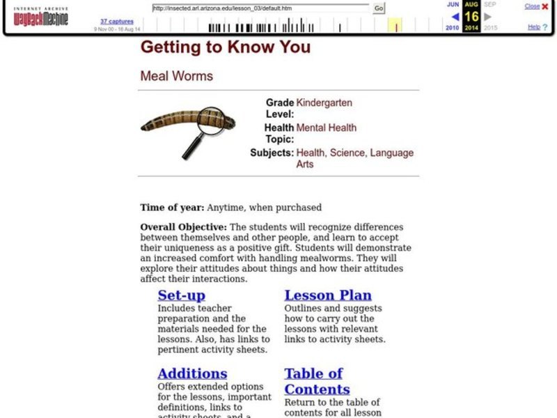 Getting to Know You:  Meal Worms Lesson Plan