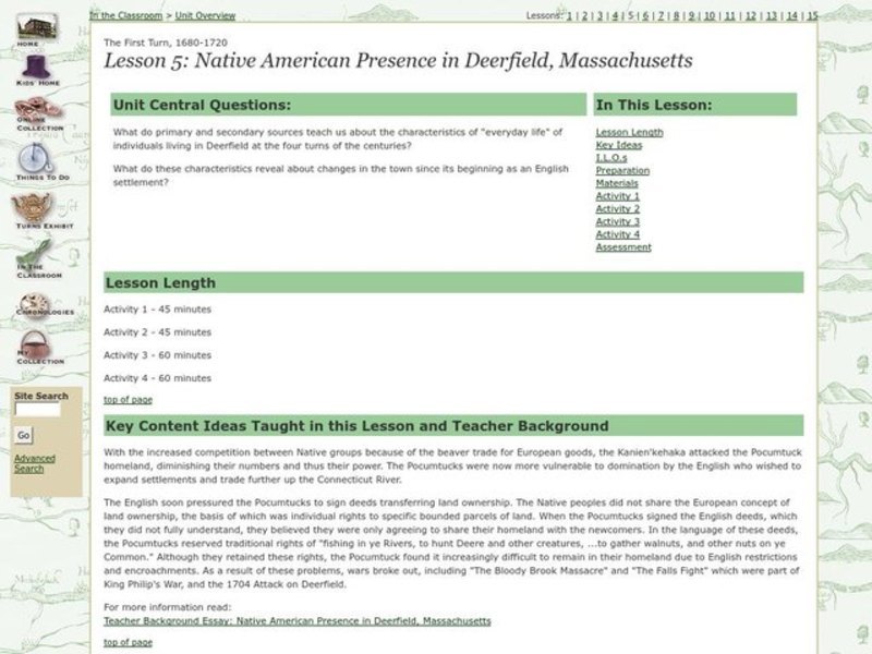 Native American Presence in Deerfield, Massachusetts Lesson Plan