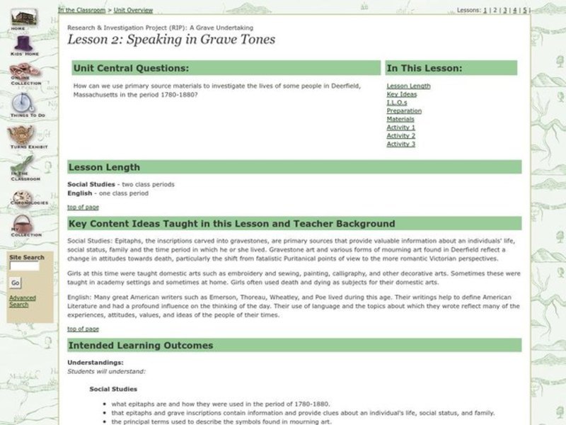 Speaking in Grave Tones Lesson Plan